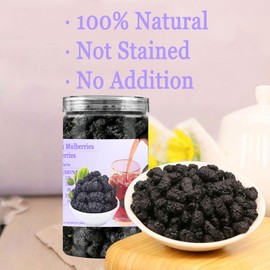 Premium Dried Black Mulberries Fruit - Black Mulberry Tea Dry Mulberries Herbal Tea, No Sugar Added & Sweet and Delicious, Dried Fruit Snack 黑桑葚 桑葚 黑桑椹干 桑葚干 250g/8.8oz