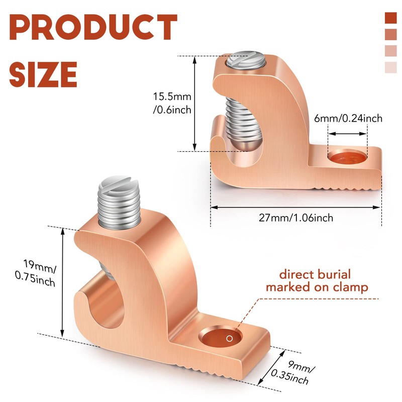 Landhoow 10 Pack Lay in Connector Pool Bonding Lug Copper