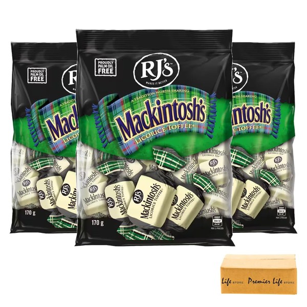 RJ's Mackintosh's Licorice Toffee, Palm Oil Free, Deliciously Creamy Mackintosh