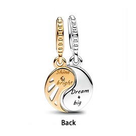 TOFBS Charms Pendant Women's Sun Moon Stars 925 Sterling Silver Cubic Zirconia Bead Charm Jewellery Birthday Gifts Memorial for Women Girlfriend Mother Girls, Sterling Silver, Cubic Zirconia