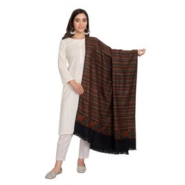 Zamour Women's Kullu Striped Himachali Mountain Meditation Woolen Shawl Stole Wrap 40 in x 80 in