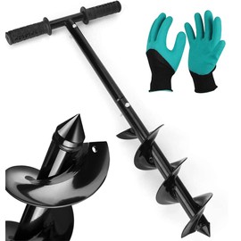 Hand Auger Post Hole Digger, 32''x 4" Earth Garden Auger Drill with Non-Slip Handle, Post Hole Digger, Garden Manual Auger for Digging Weeds Roots, Planting Trees, Deep Cultivating, Seedlings, Flower