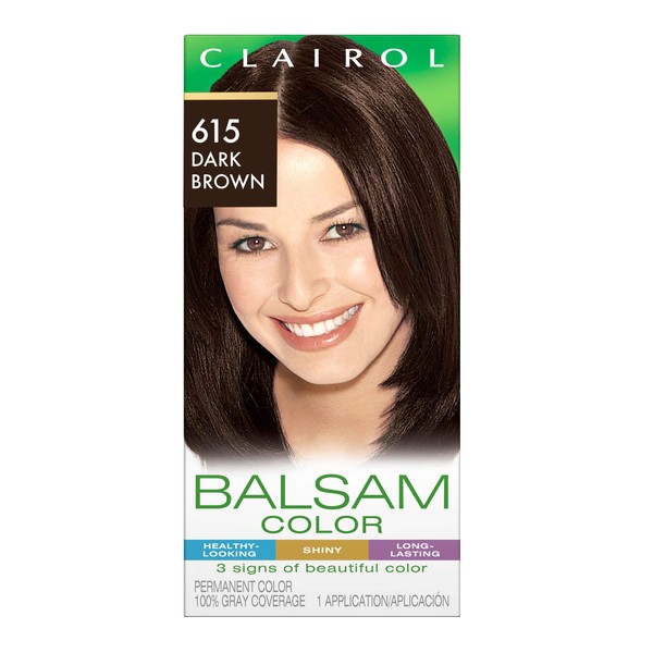 Clairol Balsam Permanent Hair Dye, 615 Dark Brown Hair Color, Pack of 1