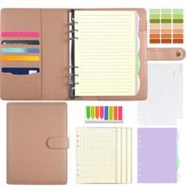 Mlife A5 Refillable Ring Binder, with 180 Sheets Refill Paper,A5 Notebook with Binder Pockets and Dividers,for Men and Women-Pink