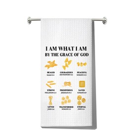 MYSOMY Christian Kitchen Towel Italian Pasta Towel Religious Gift I Am What I Am By The Grace Of God Christian Dish Towel (what I UK)