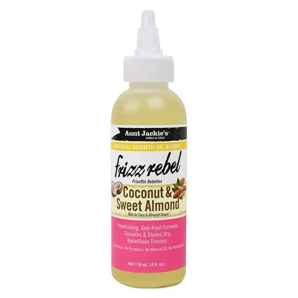 Aunt Jackie's Frizz Rebel, Coconut & Sweet Almond Natural Growth Oil, 4oz, 4 Oz