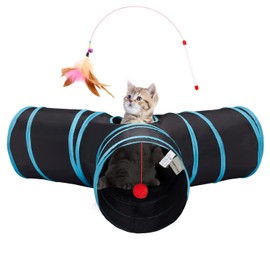 Tempcore Tempcore Pet Cat Tunnel Tube Toys 3 Way Collapsible, Tunnels for Indoor CatsKitty Bored Peek Hole Toy Ball Cat, Puppy, Kitty, Kitten, Rabbit