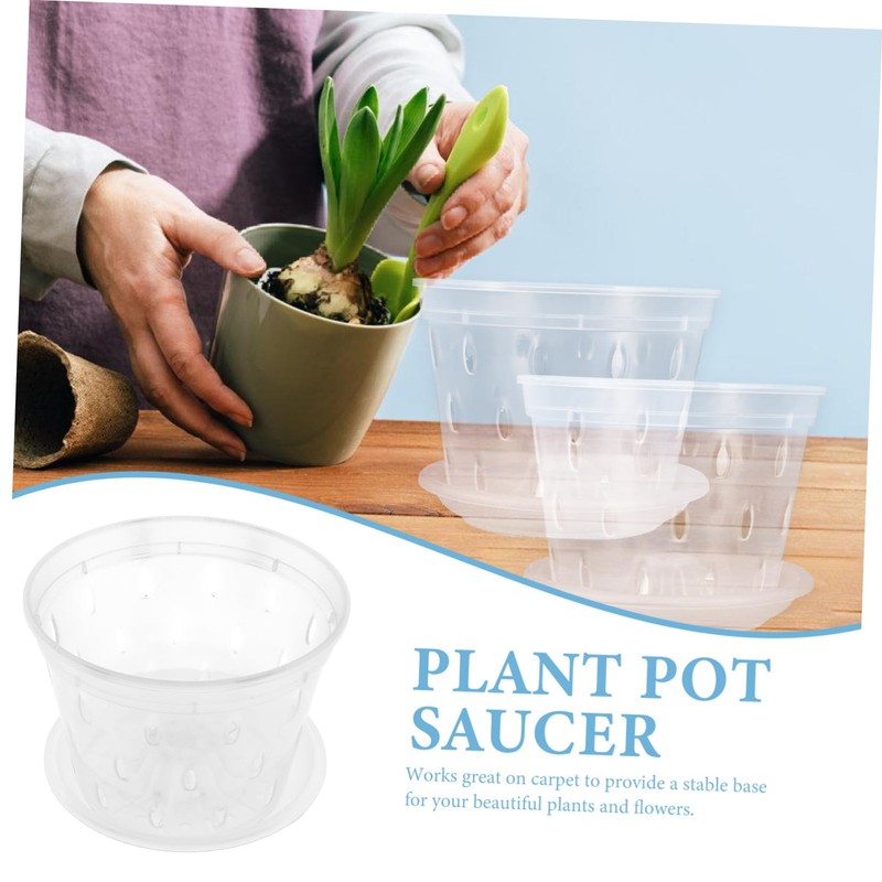 Kisangel 2sets Orchid Planting Pots Drainage Holes and Saucers for