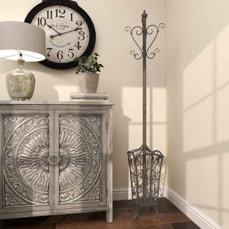 Deco 79 Metal Coat Rack Vintage Style with Scroll Designs,