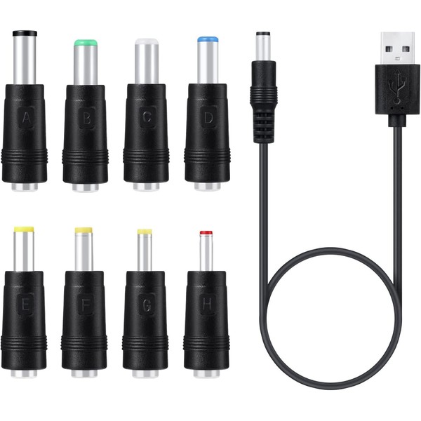 BUBUCAM USB to DC Power Cable, 8-in-1 Universal Power Cable