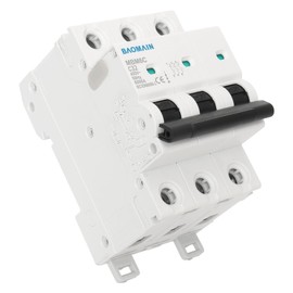 Baomain AC Miniature Circuit Breaker, AC 400V 50Hz 6000A 3 Pole Circuit Breaker,C65 MCB DIN Rail Mount, MBM6C-3P (32A)