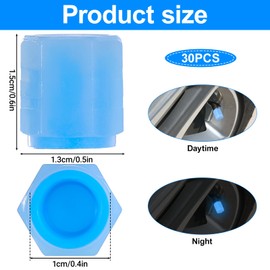 30Pcs Glow in The Dark Tire Valve Caps, Tire Valve Caps Light Up, Fluorescent Car Tire Pressure Caps for Cars, Truck, Motorcycles, Bike(Green, Blue)