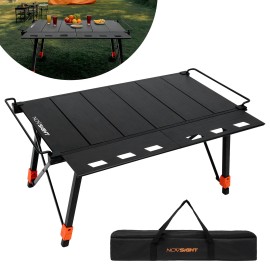 NOVSIGHT Portable Camping Table Adjust Height Folding BBQ Roll Up Tabletop w/Bag
