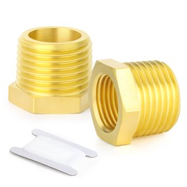 ERGAOBOY 2 pieces 1/2 inch BSP female thread to 1 inch BSP male thread brass reducer hex socket threaded pipe fitting