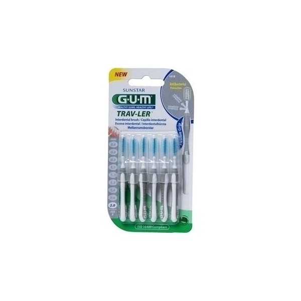 Gum Trav-ler Interdental Brush 1618M6 2.0mm Grey 6 Items