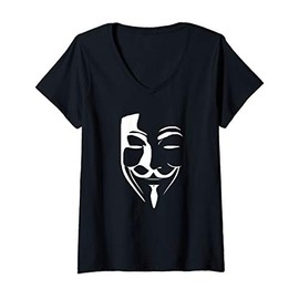 Womens Anonymous Mask V-Neck T-Shirt