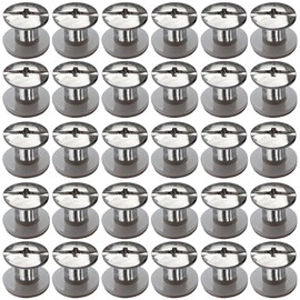 SHSMPXOY 30 Set Chicago Screws Posts for Leather Rivets M5*5mm Chicago Book Binding Screws Rivets Cross Head Chicago Button Screws for DIY Book Scrapbook Bookbinding, Bags,Collars(Silver)