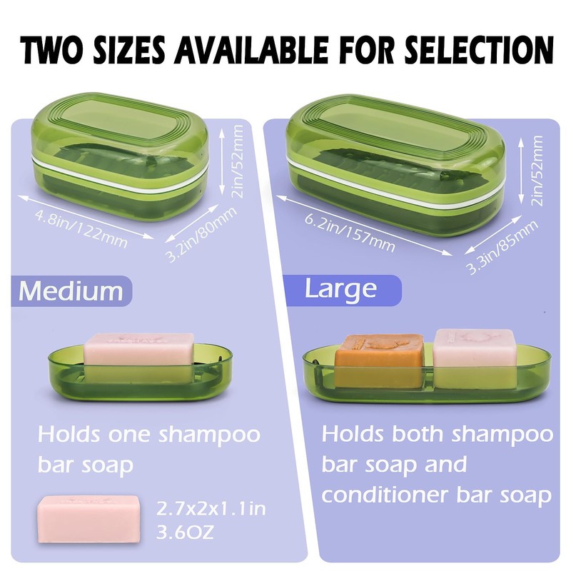 AIDIMMING Shampoo Bar Holder, Travel Soap Case,Shampoo & Conditioner Bar