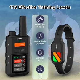 PATPET Dog Training Collar with Night Lights - 4200FT Waterproof E Collar for Dogs Training for Large Medium Dogs, Rechargeable Dog Electric Training Collar 119 Levels with 4 Training Modes