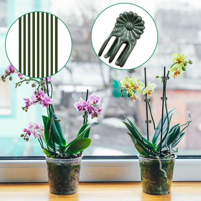 50Pcs Plant Stake Clip Set Green, Plant Sticks Supplies Support