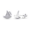 925 Sterling Silver Ladies Nautical Sailboat Stud Earrings Sail Boat