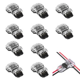 10 PCS 2 Pin 3 Way Wire Connectors Low Voltage T Tap Connectors without Stripping Quick Splice Wiring Branch Connector for 20-22 AWG, LED Strip, Audio, Vehicles, Electrical, 0.34-0.75 mm²