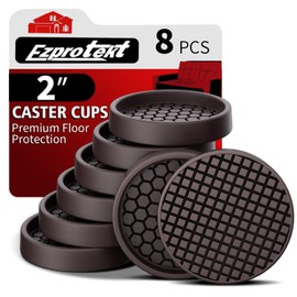 Non Slip Furniture Coasters - 2” Non Skid Furniture Pads for Hardwoods Floors, 8 PCS Round Rubber Furniture Caster Cups, Anti Slide Furniture Feet Floor Protectors for Couch Chair Table Desk (Brown)