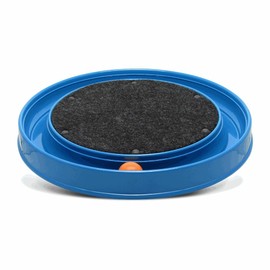 FURACÃOPET Round Cat Scratcher Toy with Ball – Interactive Scratching Carpet and Play Track for Stress Relief and Fun (Blue)