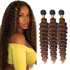 3LX 1BP430 Deep Wave Human Hair Extensions 24 26 28 inch