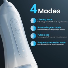 VOLTLEAP Water Flossers for Teeth, Electric Floss for Adults, Water Dental Picks for Teeth Cleaning and Flossing, Portable Flossers for Travel Size, Travel Bag and 4 Tips, IPX7 Waterproof - Blue