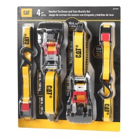 CAT Kit 4 Eslingas Tensores Matraca 4.8m Caterpillar Cat Correa Color Amarillo