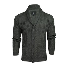 Xact Mens Cable Shawl Neck Cardigan (Charcoal Marl) M