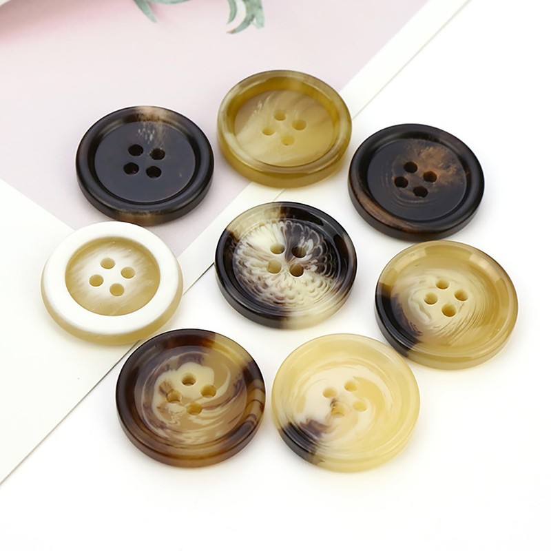 5 PCS 4 Holes Round Pattern Resin Buttons Flatback Sewing