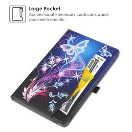 HGWALP Universal Case for 9inch-10.5inch Tablet,Multi-Viewing Angels PU Leather Stand Folio Case Cover with Handstrap for 9" 10.1" 10.5" Touchscreen Tablet, with Adjustable Fixing Silicon Band-PLB