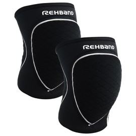 Rehband Knee Pads for Volleyball, Handball & Indoor Sports, Neoprene Knee Sleeve Protector, Comfortable & Snug Fit, Shock absorbinng Sports Knee Pads Unisex, Colour:Black - 1 Pair, Size:X-Large