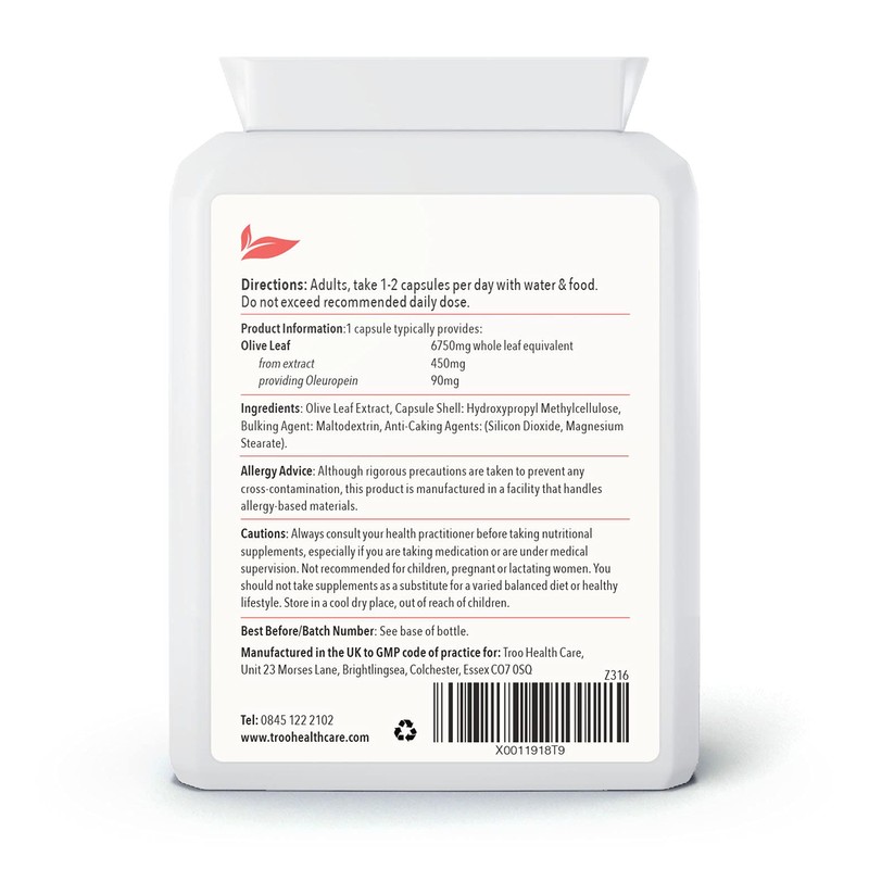 Olive Leaf Extract Supplement - 6750mg 60 Capsules with 20