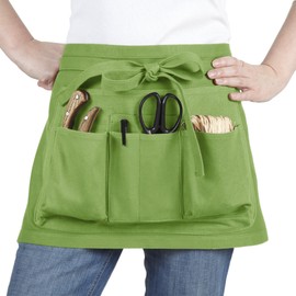 La cordeline Short Apron Cotton 7 Pocket Unisex Olive Green