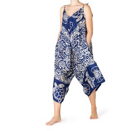 PANASIAM Atlantic Jumpsuit - Trouser Jumpsuit 100% Viscose Sexy Ladies Onesie with Pockets Slip On Wide Legs Spaghetti Straps Palazzo Style, darkblue