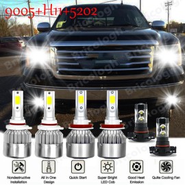 Unbranded For GMC Sierra 1500 2500 2007-2013  -6Pc Combo LED Headlight Fog Light Kit Bulbs