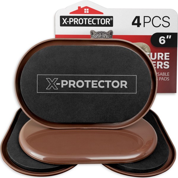 X-Protector Furniture Sliders for Carpet - 4 PCS 6" x