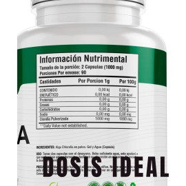 Bioherb Alga Chlorella 100% Pura 180 Cápsulas 500 Mg Sabor Neutro