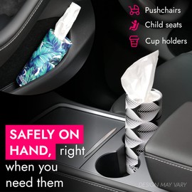 tishoo Hyaluronic Acid-Infused 4-ply Ultra Luxury Tissues | for Car Cup Holders, Home & Travel | 4 Reusable Tubes in Plastic-Free Packaging | Black/Pure