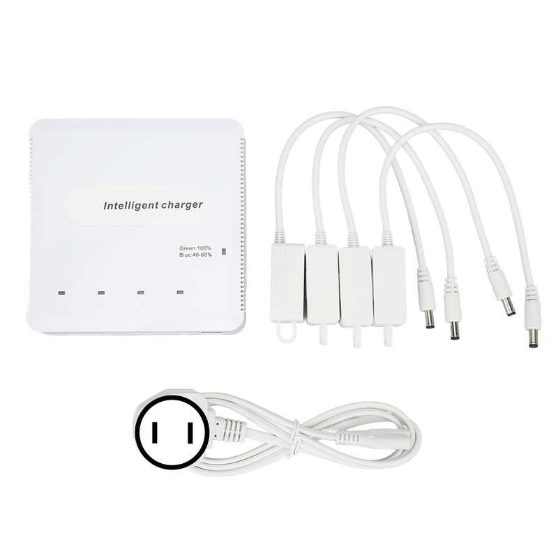 Intelligent Battery Charger with 4 Battery Ports 2 USB Ports