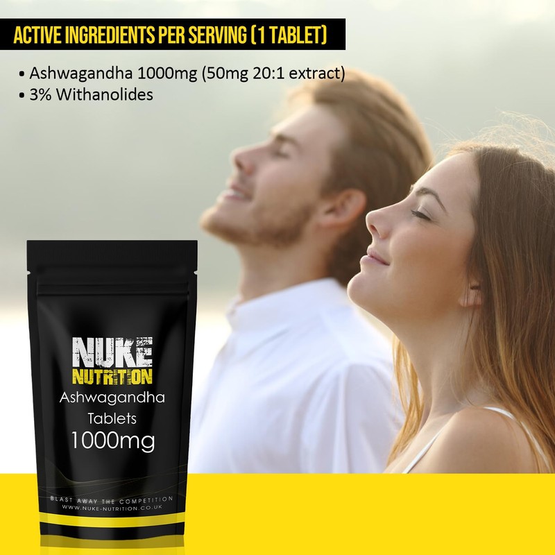 Nuke Nutrition Ashwagandha Tablets | 60 Tablets | 1000mg High