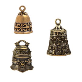 Opexicos 3Pcs Brass Pattern Bell Ancient Bell Horn Wind Chime Copper Bell Small Copper Device Key Chain Pendant Box Bag Retro Pendant Accessories