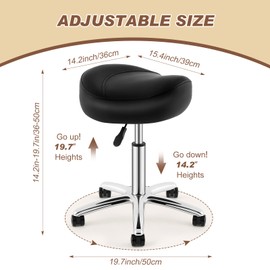 Maxdot 2 Pack Extra Thick Saddle Stool with Wheels Ergonomic Thick Wide Cushion Adjustable Saddle Stool Rolling Chair for Medical Massage Salon Kitchen Spa Drafting