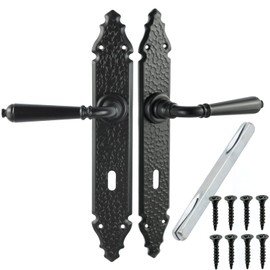 ALSTEN TECH Door Fitting Handle Set Door Handle BB PZ WC Black Door Handle Wrought Iron (72 BB - Deadbeard)