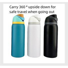 Insulated Stainless Steel Water Bottle with Straw Outdoor Sports Travel BPA Free Leak Proof Car Bottles 32oz (White)