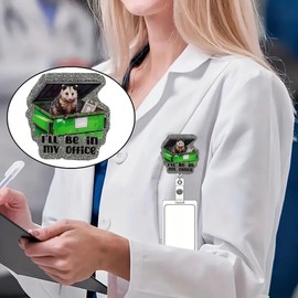 Funny I'll Be in My Office Badge Reel, Cute Work Badge Holder with Retractable Clip, Pediatric Badge Buddy, Nursing Student RN LPN CNA MA Medical Worker Teacher Doctor ID Name Badge Clip Accessories