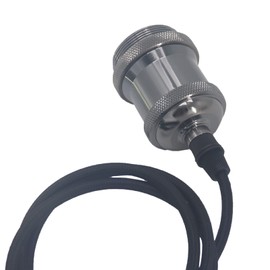 Rextin 2Packs 1.2M E26 /E27 LED Vintage Pendant Light sockets Adjustable Hanging Light Cord Kit Ceramic Lamp Socket for Pendant Lighting Bulb in Kitchen Bedroom,Bars and Restaurants (Pearl Black)